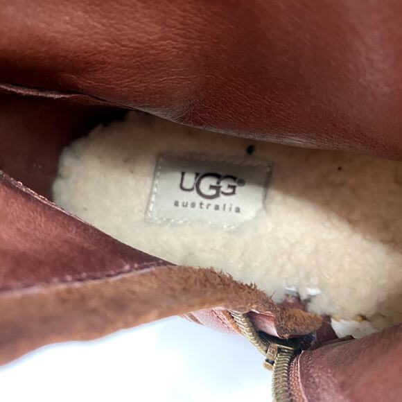 Ugg brown leather sherpa lined boots - Picture 6 of 7